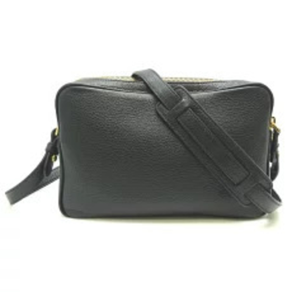Prada Nero Double Shoulder Zip Black Bag Leather